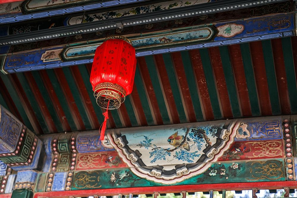 Asia-China-Beijing-Lantern and Ceiling Detail of the Summer Palace of Empress Cixi